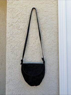 Bottega Veneta Black Suede Butterfly Print Small Crossbody Purse Made in Italy